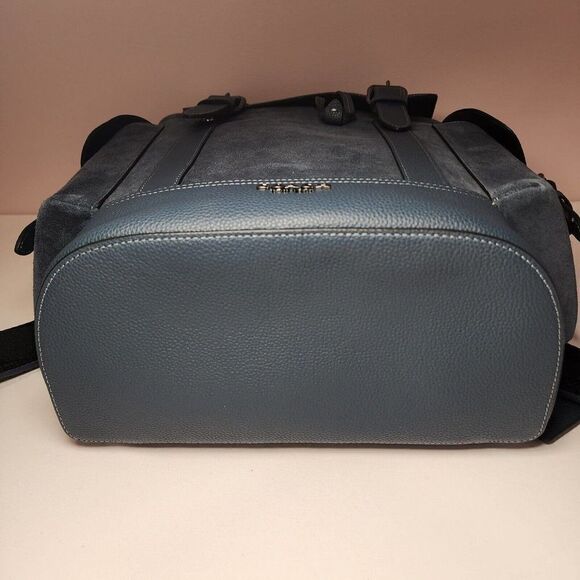NWT Coach CL955 Men’s Hudson Backpack Gunmetal/Denim Suede - Picture 5 of 7